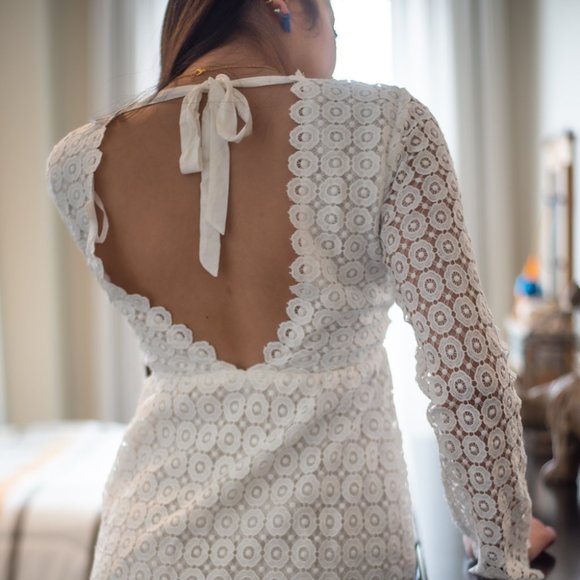 Boutique ☀️ Boho Mia White Crochet Dress - Picture 5 of 5